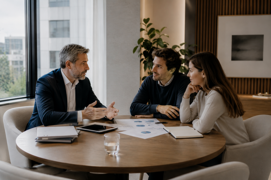 contemporary editorial photograph about independent financial advice and unbiased decision-making, designed for a premium European financial advisory firm.